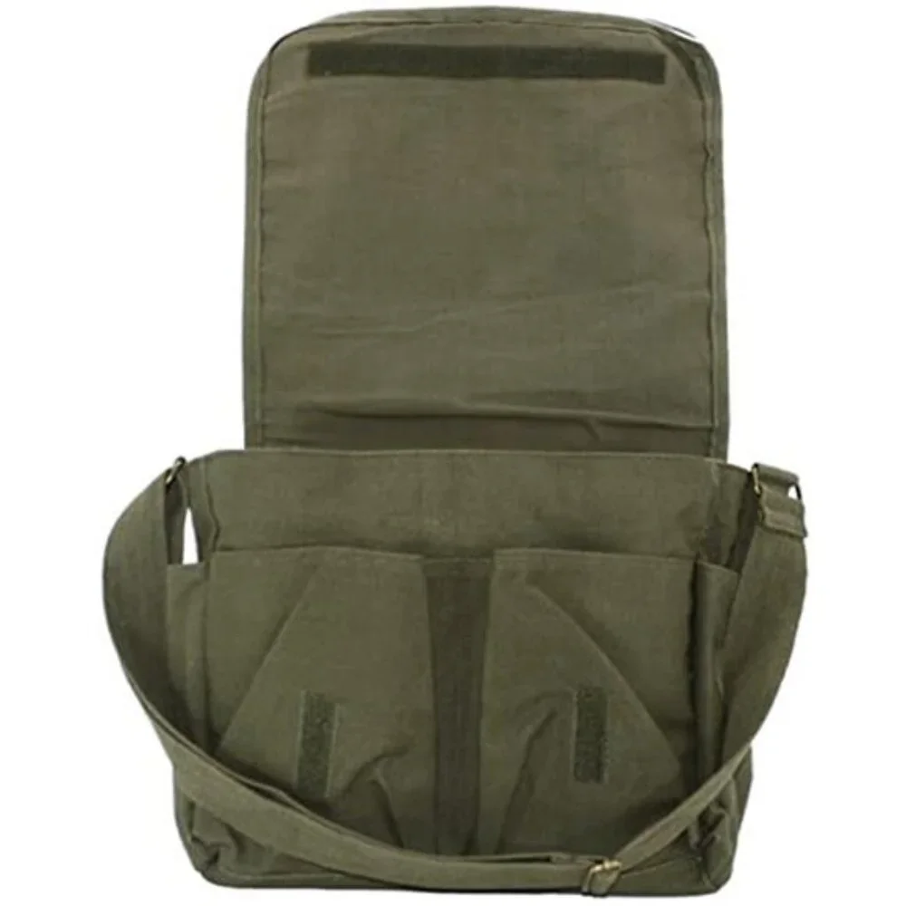 Olive Green Canvas Messenger Bag Military Laptop Bag Heavy Duty Travel School Ba